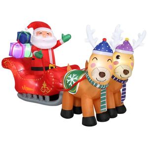 7ft 8pcs LED Lights 24W Double Deer Cart Santa Model Christmas Garden Elk Decoration Outdoor Holiday Yard Inflatable Decorations - Product Image 1