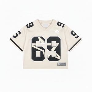 Maillot de football américain à col en V, manches courtes, maille respirante, 100% polyester, unisexe adulte, impression des numéros d'équipe - Product Image 1