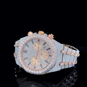 Export Quality Stylish Diamond <b>Watch</b> for Women with Leather Strap and Elegant Stone Setting for Casual Available For Sale - Product Image 5