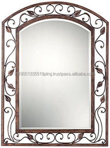 Cadre de miroir mural décoratif antique en métal et verre de forme ronde pour la décoration de la maison miroirs enduits de poudre noire - Product Image 5