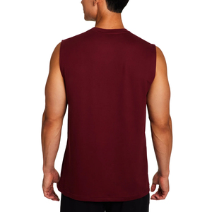 <b>Men's</b> <b>Burgundy</b> Sleeveless Tank Top Crew Neck Solid Color Casual Knitted <b>Shirt</b> - Product Image 2