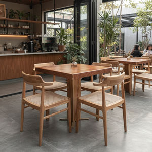 โต๊ะคาเฟ่ทรงสี่เหลี่ยมขาตั้งไม้ซัวร์ แข็งแรง ทนทาน สวยงาม เป็นมิตรกับสิ่งแวดล้อม สไตล์โมเดิร์นรัสติก ขายดี ลายไม้ธรรมชาติ หรูหรา - Product Image 5