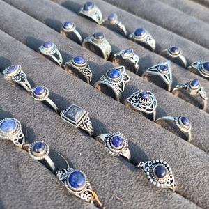 JewelryTownIN Natural Lapis Lazuli <b>Rings</b> Bulk Wholesale Handmade Blue Gemstone Silver Plated Adjustable Boho Statement Jewelry - Product Image 5