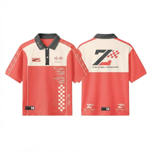 Panneau avant respirant en piqué de polyester tricoté de 170 grammes, rouge, sportif, à manches courtes, pour chemise homme, impression numérique personnalisée - Product Image 1