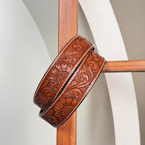 High Quality Hand Tooled Genuine Leather Heavy Duty Belt Strap With Holes for Man Without Buckle Durable Belts for Men & Women's - Product Image 5