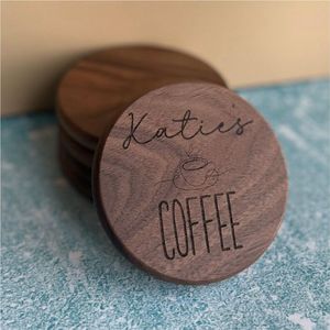 Sous-verre rond en bois fait main, gravé au laser, en pin naturel, antidérapant, résistant à la chaleur, pour tasses à thé et café, décoration de table - Product Image 3