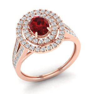Anillos de Halo de Diamantes con Certificación IGI de Oro Sólido de 14K Personalizados REYES para Mujer, Impresionante Corte Ovalado, Gema de Granate de 0.75Ct, Joyería - Product Image 2