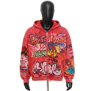 Sudaderas con capucha y cremallera estampadas para hombre en grandes cantidades, de primera calidad, personalizadas, estilo streetwear. - Product Image 2