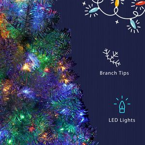 6FT Silver Pre-Lit Artificial Christmas <b>Tree</b> 800 Branch Tips 300 <b>LED</b> Lights Hinged Full <b>Tree</b> 11 Lighting Modes Metal Stand - Product Image 3
