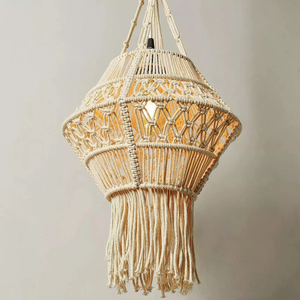 Farol Bohemio de Macramé Dorado con Marco de Hierro, Decoración Colgante Hecha a Mano para el Hogar, Sala de Estar y Decoración de Eventos - Product Image 2