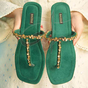 Calzado de Terciopelo Antideslizante con Estampado Kolhapuri para Mujer, Profesional, de Alta Calidad, para Todas las Temporadas, Disponible en Stock - Product Image 3