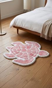Alfombra Moderna Antideslizante de Lana Tufted a Mano, Forma Regular, Color Rosa Premium, con Patrón Geométrico, Suave y Afelpada, para Decoración - Product Image 3