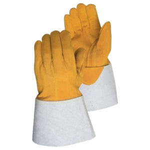 Gants de soudage en cuir de vachette renforcé, résistants à la chaleur et aux étincelles, vêtements de sécurité réfléchissants, lutte contre les incendies, construction - Product Image 1