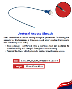 Conjunto de Instrumentos Quirúrgicos Flexibles Azules para Acceso Ureteral, para Cirugía Urológica, Clase I, Uso Manual, 10/12/14 FR - Product Image 2