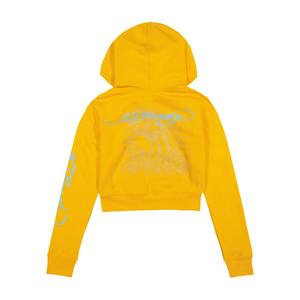 Women's Custom Digital Printing Logo <b>Long</b> Sleeve Hooded Fleece Streetwear Crop <b>Top</b> Zipper Drawstring Hoodies Quick Dry - Product Image 2