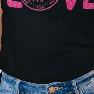 Men's <b>Black</b> Short Sleeve Crew Neck T <b>Shirt</b> with Pink LOVE Lettering and Circular Emblem Graphic Stylish Casual Everyday Fashion - Product Image 6