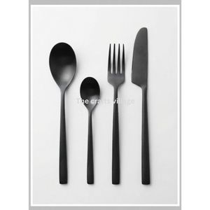 Juego de Cubiertos de Metal Negro Mate, Diseño Minimalista, Juego de Cubiertos de Acero Inoxidable para Uso en Servicios de Catering - Product Image 2