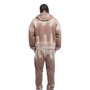 Men's Tie Dye Hooded Tracksuit Set Full Length Zipper Casual Loose Fit Autumn Cotton Gradient Color Pants With Side Pockets - Product Image 2
