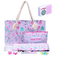 Jeu de Mahjong Artisanal Haut de Gamme en Mélamine Rose Style Américain, Transparent Effet Cristal, pour 4 Joueurs, Jeu de Table Personnalisable pour Divertissement