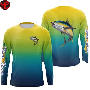 Maillot de pêche unisexe personnalisé à manches longues, anti-UV, anti-bactérien, séchage rapide, respirant, sublimation 50, modèle vierge, taille plus - Grande Vente - Product Image 1