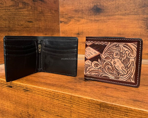 Cartera corta de cuero mecanizada a mano para hombre, billetera de cuero genuino para hombre, monedero informal para hombre, tarjetero, bolsillo para dinero, billetera plegable - Product Image 4