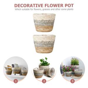 Maceta de Paja Tejida, Cesta de Pasto Marino, Maceta Natural Tejida a Mano, Contenedor para Plantas de Interior y Exterior - Product Image 4