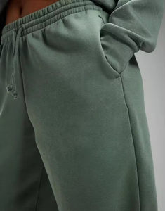 Ensemble de survêtement décontracté pour femme en vert sauge à séchage rapide avec sweat-shirt à capuche et pantalon de jogging, tenue deux pièces en polyester/coton - Product Image 6