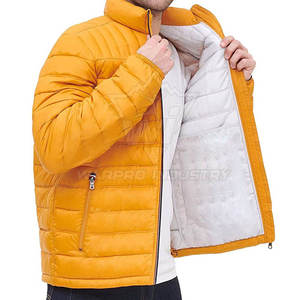 Veste matelassée moutarde pour homme, col montant, fermeture éclair, style décontracté, pour l'automne, en polyester rembourré, coupe classique - Product Image 5
