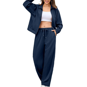 Women's Acid Wash Blue Leopard Print Oversized Hoodie And <b>Pants</b> Two Piece Streetwear Tracksuit Set 100% Cotton Casual Winter - Product Image 5
