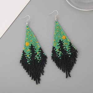 Pendientes de Borla con Cuentas Hechas a Mano, Adorno de Flores Pequeñas Miyuki, Joyería Personalizada de Nuevo Diseño - Product Image 3