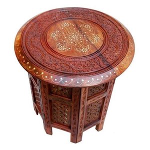 Table basse ronde en bois sculpté moderne marron, décoration de maison, plateau de table pour salon, bar à domicile - Product Image 1