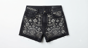 <b>White</b> Rhinestone Breathable Y2K Gothic Light Wash Straight Denim <b>Shorts</b> for <b>Women</b>-Vintage Style Summer Fashion - Product Image 4