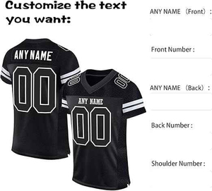 Maillot de football américain unisexe blanc personnalisé avec numéro 16, bordure noire, en polyester anti-humidité, sans manches, col en V, athlétique - Product Image 6