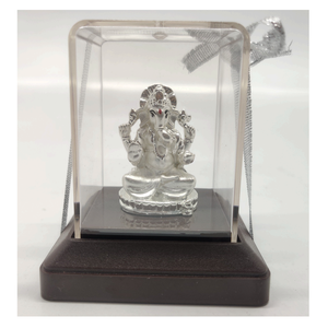 Elegante Ídolo del Dios Ganesh de Acero Inoxidable Hecho a Mano, Caja de Vidrio Transparente, Decoración para el Hogar, Puja, Diwali, Bodas, Cumpleaños - Product Image 1