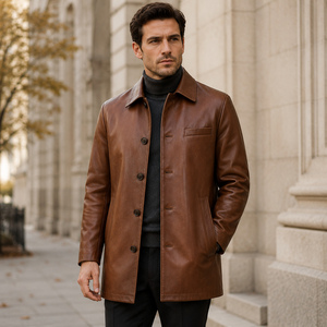 Chaqueta de Cuero Personalizada para Hombre, Chaqueta de Motociclista de Cuero Genuino, Abrigo Vintage de Moda para Invierno, Proveedor Mayorista OEM ODM - Product Image 6