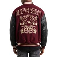 Blouson universitaire noir bordeaux avec écusson en U, broderie de numéro sur la manche, mélange de laine, style Letterman, Bomber de baseball, Veste d'extérieur universitaire