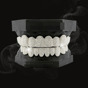 Fabricante de Joyería: Grillz de Moissanita Personalizados al por Mayor, de Plata 925, Estilo Hip Hop, para Toda la Boca - Product Image 1