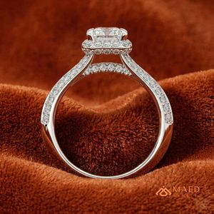 แหวนหมั้นเงินแท้ 925 ประดับมอสซาไนต์ทรงเรเดียนท์คัท พร้อมวงแหวนซ่อนรอบเพชร สำหรับงานแต่งงาน ของขวัญสำหรับผู้หญิง - Product Image 5