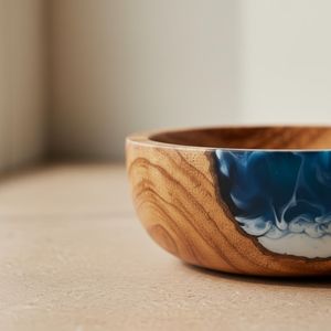 Modern Style Wooden Epoxy Resin <b>Bowl</b> for Salad Rice Soup Handmade Fruit Acacia Wood <b>Bowl</b> <b>Big</b> Vegetable Serving <b>Bowl</b> - Product Image 3