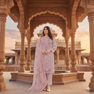 ชุดปากีสถานผ้าจอร์เจตต์ฟ็อกซ์เนื้อหนาแบบใหม่ พร้อมงานปักเลื่อมและคริสตัลแบบ Khatli สำหรับสุภาพสตรีสวมใส่ในชีวิตประจำวัน - Product Image 2