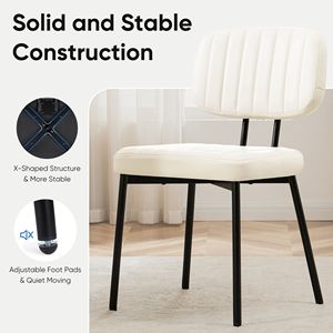 Ensemble de 2 chaises de salle à manger modernes du milieu du siècle, chaises de cuisine en similicuir avec structure en PC massif, beige - Product Image 3