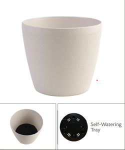 กระถางพลาสติกขนาด6นิ้วแบบย่อยสลายได้1แกลลอนทนทานดีไซน์สีขาวนวล - Product Image 3