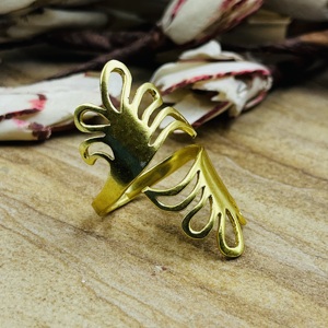 Modern Bohemia Brass Ring Boho Leaf Jewelry For Women 18k Gold Plated Floral <b>Wrap</b> Statement Open Finger For Wholesale/OEM/ODM - Product Image 5