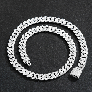 Hip Hop <b>Silver</b> Cuban <b>Chain</b> Necklace with Moissanite Diamond Tester Pass Stone for Women With Secure <b>Box</b> Clasps - Product Image 3