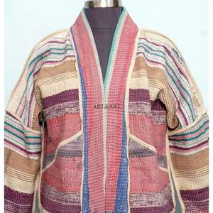 เสื้อแจ็คเก็ตผ้าฝ้ายดีไซน์เนอร์แบบกลับด้านได้สำหรับผู้หญิง ลายปักสไตล์เดนิมหลากสีสัน งานฝีมือวินเทจ สำหรับฤดูหนาวและฤดูร้อน - Product Image 3