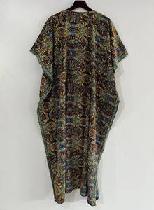 Nuevo Sari Bohemio 100% Seda con Estampado Floral, Vestido Cruzado con Plumas en la Cintura Natural, Maxi Casual Largo hasta el Suelo para Mujer - Product Image 6