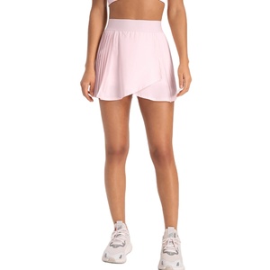 Falda pantalón plisada rosa bebé para mujer, cintura elástica, pantalones cortos deportivos, color sólido, tela transpirable. - Product Image 2