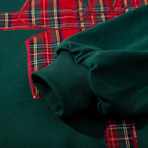 Sudadera Extra Grande con Apliques de Lazo Navideño a Cuadros, Bordado, Fabricada 100% por OEM, Sudadera de Felpa de Algodón Premium, Sudadera con Capucha Personalizada - Product Image 5