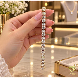 Pulsera de tenis premium con piedras redondas, diseño de eslabones en tono dorado, joyería elegante y a la moda para compradores mayoristas - Product Image 4
