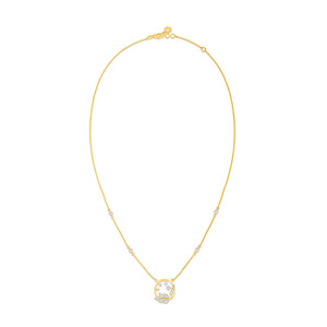 Collier en diamant Cercle de feuilles célestes avec motif scintillant flottant et accent botanique - Product Image 3